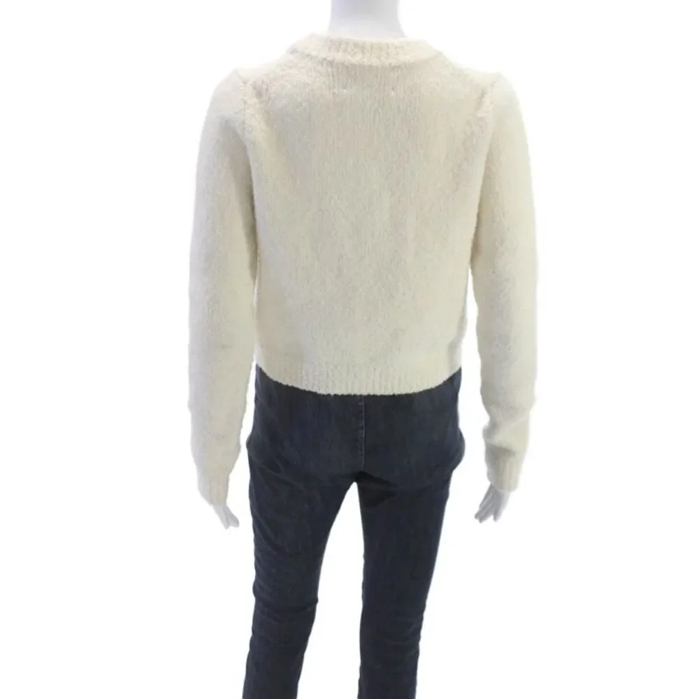 Cara Cara Womens Ivory V Neck Wool Blend Cardigan Long Sleeve Size S